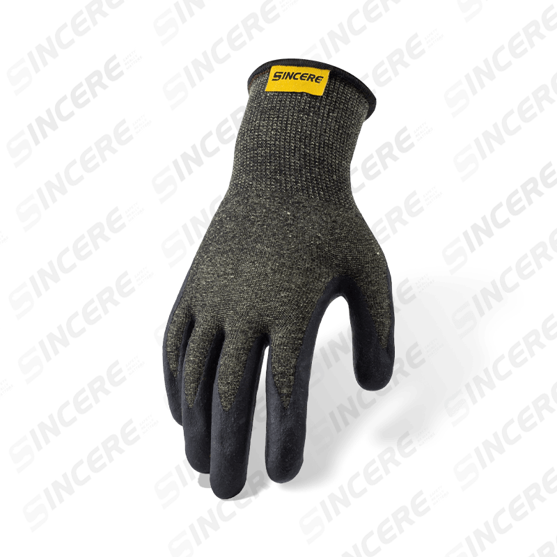 قفازات مقاومة للقطع من نوع Aramid ANSI A4 مقاس 13 مع راحة يد من النيوبرين الأسود — مقاومة للحرارة والوميض القوسي